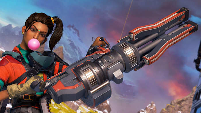 Rampart and Sheila from Apex Legends.